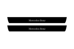 Mercedes A W177 2018+ Illuminated Matte Sill Plates with logo Mercedes-Benz Mercedes Led Door Sills PRO opdesign
