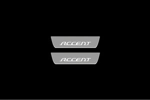 Illuminated LED Door Sill Tread Plates Hyundai Accent 2006-2011 With Accent Logo Hyundai Led Door Sills opdesign