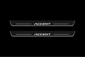 Illuminated LED Door Sill Tread Plates Hyundai Accent 2017+ With Accent Logo Hyundai Led Door Sills opdesign