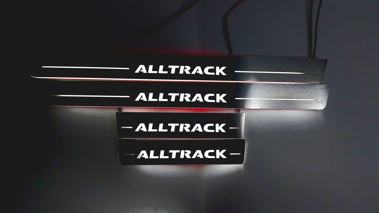 Illuminated LED Door Sill Tread Plates Volkswagen Passat B8 2015-2023 With Alltrack Logo Volkswagen Led Door Sills opdesign