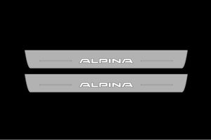 Illuminated LED Door Sill Tread Plates BMW 7 G11/G12 2015-2021 With Alpina Logo BMW Led Door Sills opdesign