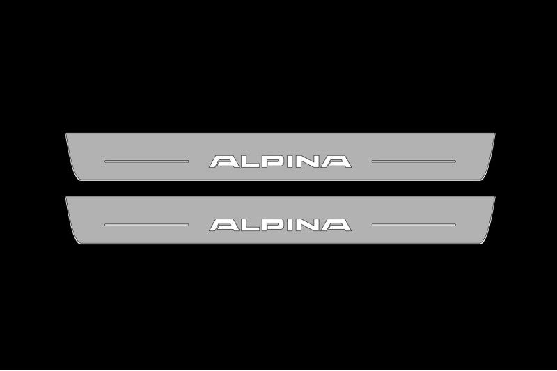 Illuminated LED Door Sill Tread Plates BMW 7 G11/G12 2015-2021 With Alpina Logo BMW Led Door Sills opdesign