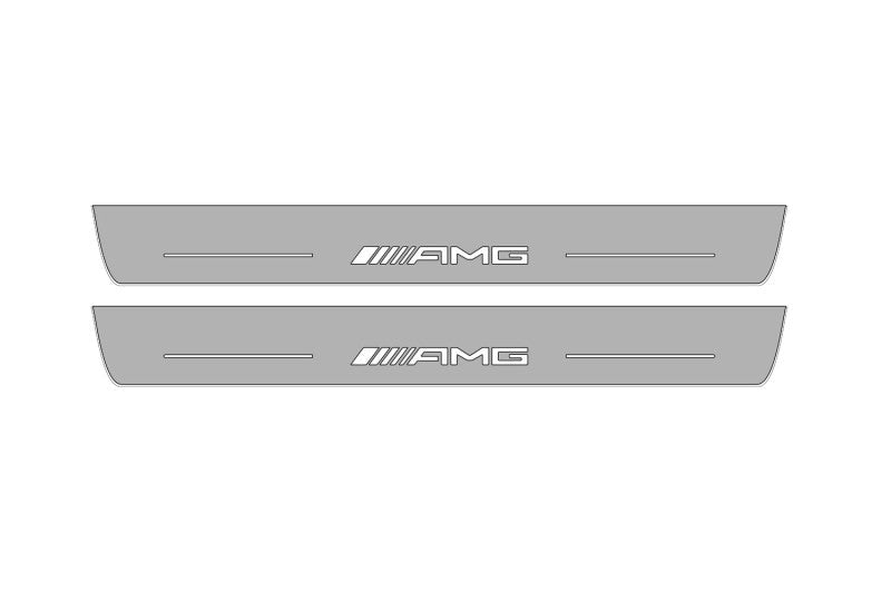 Illuminated LED Door Sill Tread Plates Mercedes G-Class W464 2018+ With AMG Logo Mercedes Led Door Sills opdesign