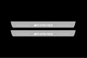 Illuminated LED Door Sill Tread Plates Mercedes S-Class W222 2013-2020 With AMG Logo Mercedes Led Door Sills opdesign