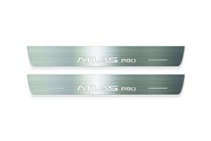 Geely Atlas Pro 2022+ LED Door Sills Illuminated Scuff Atlas Pro Logo Stainless Steel Entry Guards Door Sills Decoin