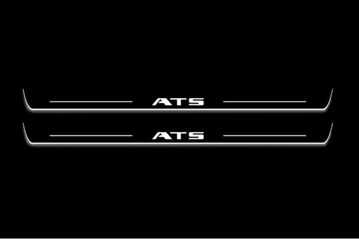 Cadillac ATS Coupe 2014–2019 — Stainless Steel LED Door Sills — ATS Logo