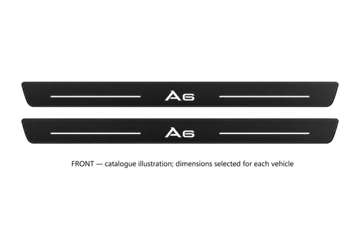 Audi A6 Sedan 4A2 2018–2025 — Matte PRO LED Door Sills — A6 Logo