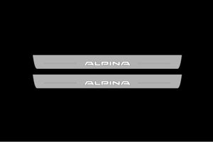 Illuminated LED Door Sill Tread Plates BMW 8 I 1989-1999 With Alpina Logo BMW Led Door Sills opdesign