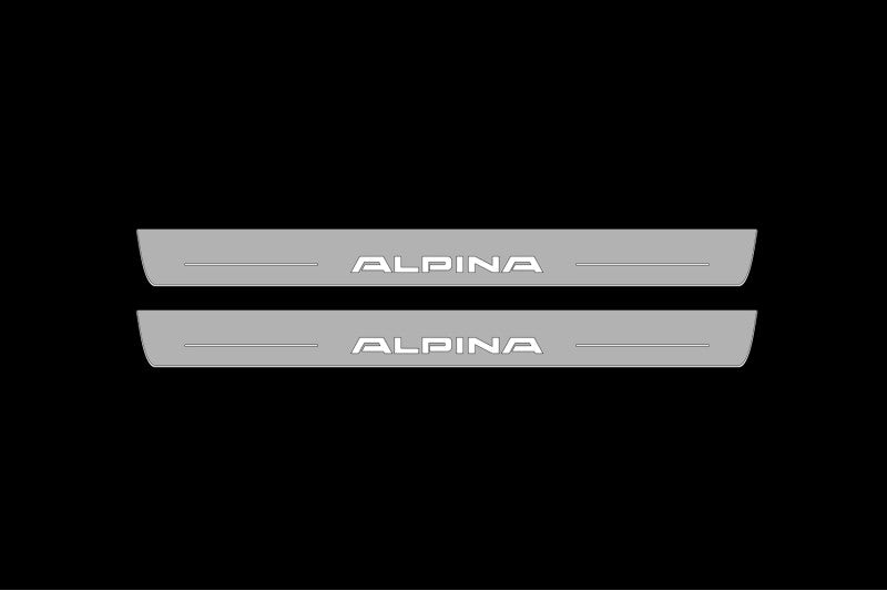 Illuminated LED Door Sill Tread Plates BMW 8 I 1989-1999 With Alpina Logo BMW Led Door Sills opdesign