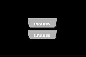 Illuminated LED Door Sill Tread Plates Mercedes E W213 2016-2023 With Brabus Logo Mercedes Led Door Sills opdesign