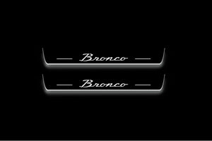 Ford Bronco VI 2021+ LED Door Sills Illuminated Scuff Bronco Logo (type 3) Stainless Steel Entry Guards