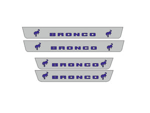 LED door sill plates Ford Bronco 2021+ stainless steel with Bronco logo