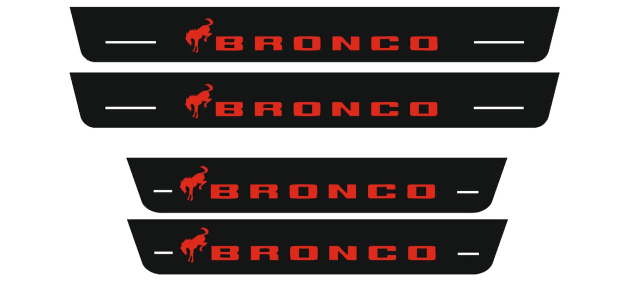 Illuminated LED Door Sill Tread Plates Ford Bronco 2021+ With Bronco Logo Ford Led Door Sills opdesign