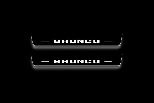 Ford Bronco U725 2021–Present — Stainless Steel LED Door Sills — Bronco Logo