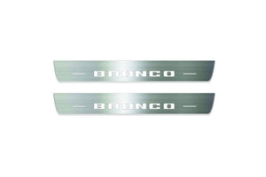 Ford Bronco VI 2021+ LED Door Sills Illuminated Scuff Bronco Logo (type 4) Stainless Steel Entry Guards