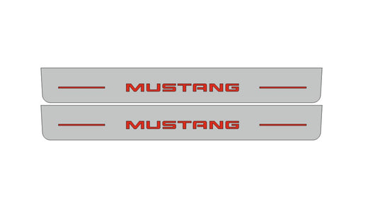 Ford Mustang VI S550 2015–2023 — Stainless Steel LED Door Sills — Mustang Logo