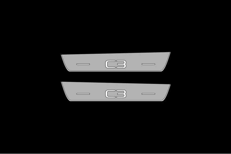 Illuminated LED Door Sill Tread Plates Citroen C3 III 2016+ With C3 Logo Citroen Led Door Sills opdesign