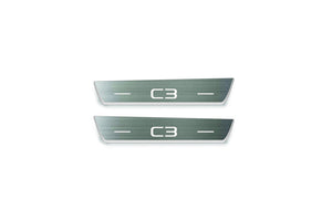 Citroen C3 III 2016+ LED Door Sills Illuminated Scuff C3 Logo Stainless Steel Entry Guards Door Sills Decoin