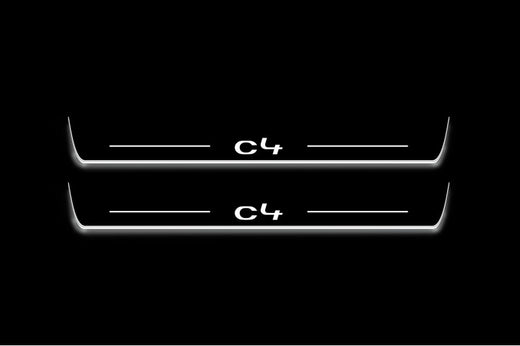 Citroën C4 B7 2010–2018 — Stainless Steel LED Door Sills — C4 Logo
