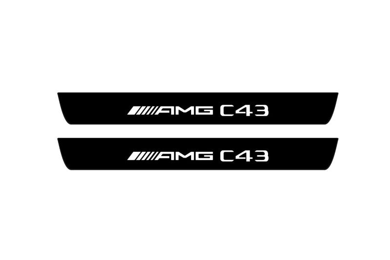 Mercedes C W205 2014-2021 Illuminated Matte Sill Plates with logo AMG C43 Mercedes Led Door Sills PRO opdesign