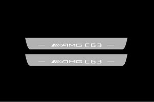 Illuminated LED Door Sill Tread Plates Mercedes C W205 Coupe 2014-2021 With AMG С63 Logo Mercedes Led Door Sills opdesign