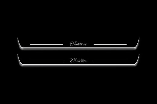 Cadillac CTS II GM325 2007–2014 — Stainless Steel LED Door Sills — Cadillac Logo