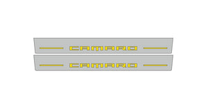 Illuminated LED Door Sill Tread Plates Chevrolet Camaro VI 2016-2024 With Camaro Logo Chevrolet Led Door Sills opdesign