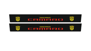 Illuminated LED Door Sill Tread Plates Chevrolet Camaro VI 2016-2024 With Camaro Transformers Logo Chevrolet Led Door Sills opdesign