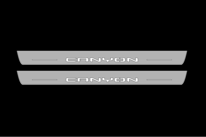GMC Canyon III 2022+ LED Door Sills Illuminated Scuff Canyon Logo Stainless Steel Entry Guards Door Sills opdesign