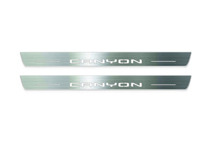 GMC Canyon III 2022+ LED Door Sills Illuminated Scuff Canyon Logo Stainless Steel Entry Guards Door Sills Decoin