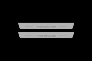 Illuminated LED Door Sill Tread Plates Porsche Cayenne Coupe 2020-2024 With Porsche Logo Porsche Led Door Sills decoinfabric