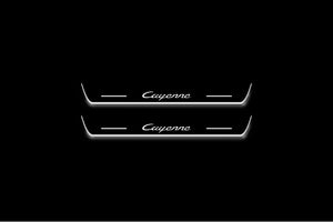 Porsche Cayenne Coupe E3 Stainless Steel LED Door Sills – Cayenne Logo