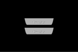 Illuminated LED Door Sill Tread Plates Porsche Cayenne Coupe 2020-2024 With Turbo Logo Porsche Led Door Sills decoinfabric