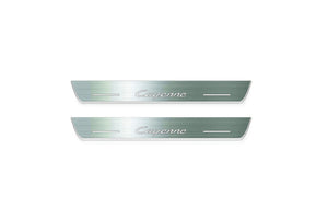 Porsche Cayenne Coupe E3 Stainless Steel LED Door Sills – Cayenne Logo