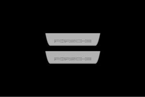 Illuminated LED Door Sill Tread Plates Porsche Cayenne Coupe 2020-2024 With Porsche Logo Porsche Led Door Sills decoinfabric