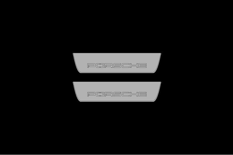 Illuminated LED Door Sill Tread Plates Porsche Cayenne Coupe 2020-2024 With Porsche Logo Porsche Led Door Sills decoinfabric