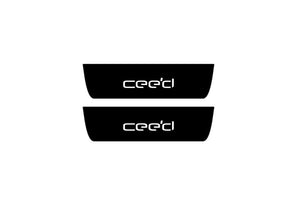 KIA Ceed II 2012-2018 Illuminated Matte Sill Plates with logo Ceed KIA Led Door Sills PRO opdesign