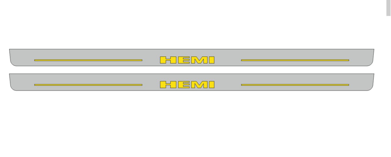 Illuminated LED Door Sill Tread Plates Dodge Challenger 2008-2023 With HEMI Logo (Type 2) Dodge Led Door Sills opdesign