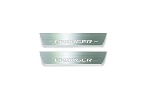 Dodge Charger LD 2011+ stainless steel LED door sill plates with Charger logo