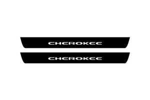 Jeep Cherokee KL 2014+ Illuminated Matte Sill Plates with logo Cherokee Jeep Led Door Sills PRO opdesign