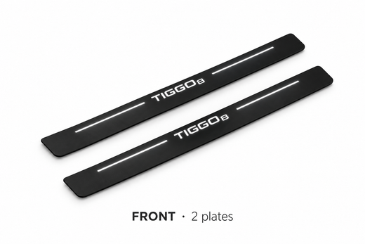 Chery Tiggo 8 2018–2026 — Matte PRO LED Door Sills — Tiggo 8 Logo
