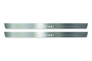 Honda Civic X coupe 2016-2021 LED Door Sills Illuminated Scuff Civic Logo Stainless Steel Entry Guards Door Sills Decoin