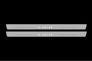 Illuminated LED Door Sill Tread Plates Honda Civic X coupe 2016-2021 With Civic Logo Honda Led Door Sills opdesign