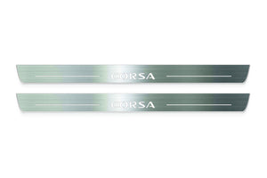 Vauxhall Corsa E 3D 2014+ Stainless Steel LED Door Sills – Corsa Logo