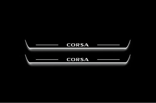 Opel Corsa F 2019–Present — Stainless Steel LED Door Sills — Corsa Logo