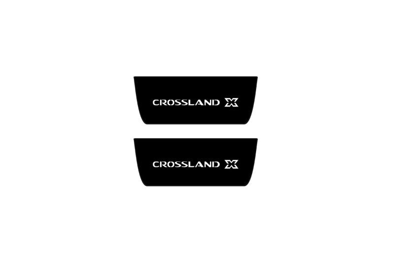 Opel Crossland X 2017-2023 Illuminated Matte Sill Plates with logo Crossland X Opel Led Door Sills PRO opdesign