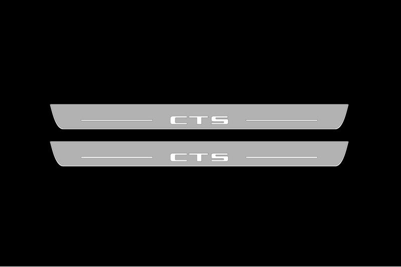 Illuminated LED Door Sill Tread Plates Cadillac CTS II 2007-2014 With CTS Logo Cadillac Led Door Sills opdesign