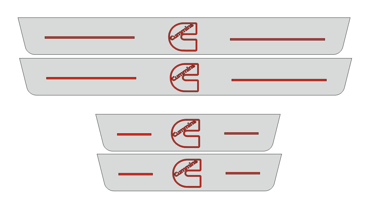 Illuminated LED Door Sill Tread Plates Dodge Ram V 2019+ With CUMMINS Logo Dodge Led Door Sills opdesign