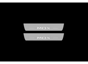 Illuminated LED Door Sill Tread Plates Acura MDX III 2013-2021 With MDX Logo Acura Led Door Sills opdesign