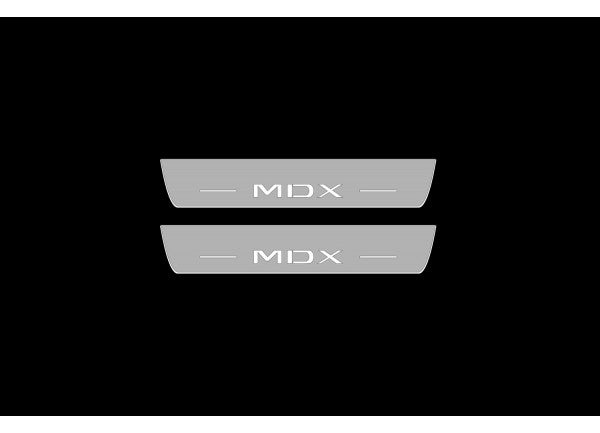 Illuminated LED Door Sill Tread Plates Acura MDX III 2013-2021 With MDX Logo Acura Led Door Sills opdesign